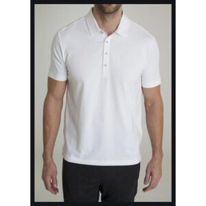 Buki Brand Coolest Polo Shirt Mens Size S Short Sleeve White 4 Buttons Laser Cut